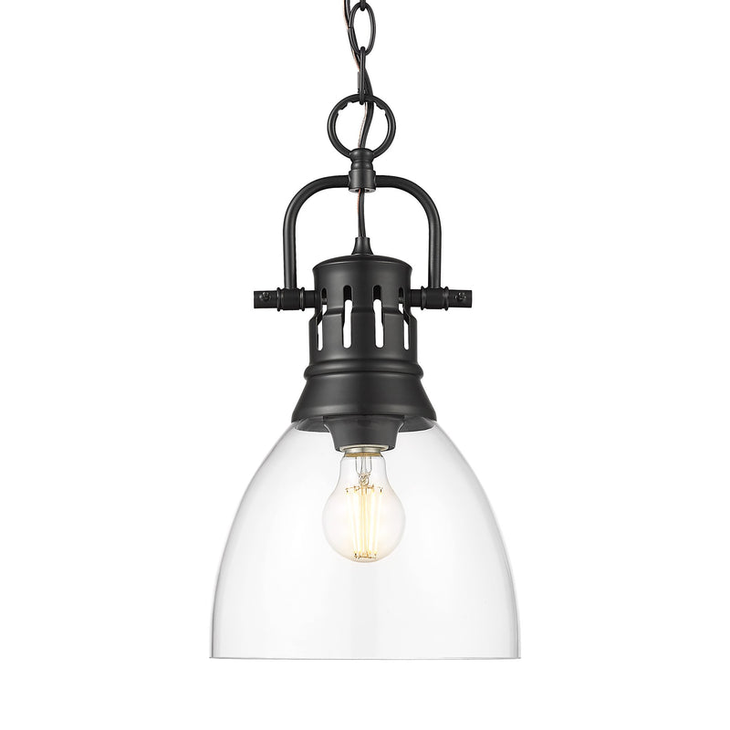 Duncan 9" Chain Hung Mini Pendant in Matte Black