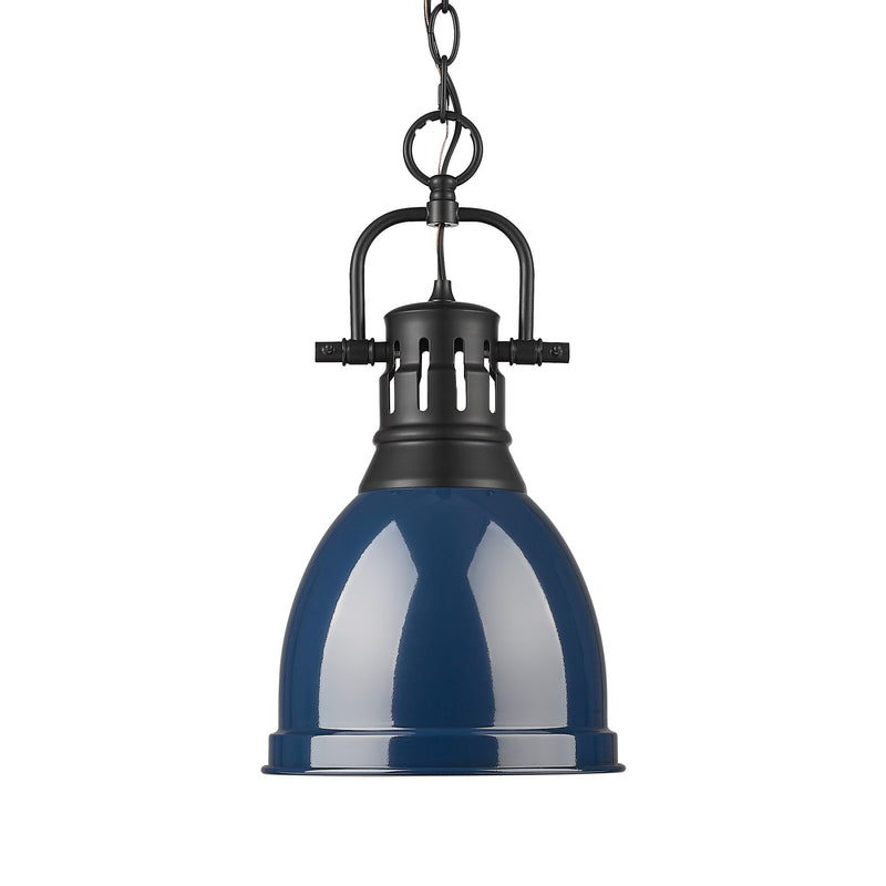 Duncan 9" Chain Hung Mini Pendant in Matte Black
