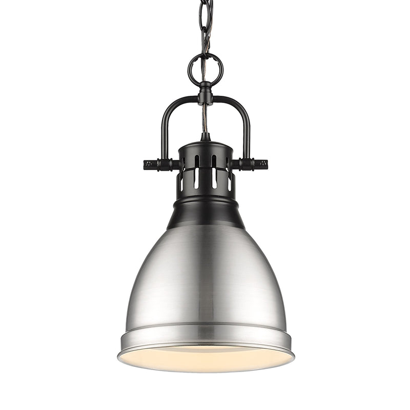 Duncan 9" Chain Hung Mini Pendant in Matte Black