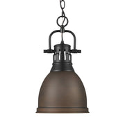 Duncan 9" Chain Hung Mini Pendant in Matte Black
