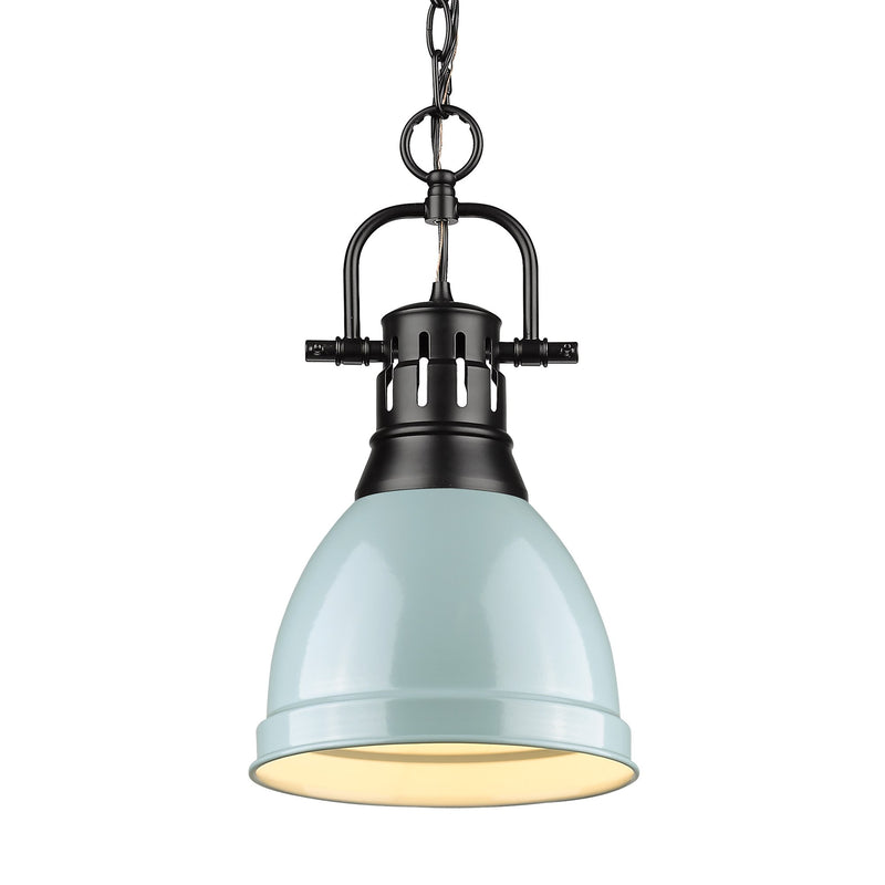 Duncan 9" Chain Hung Mini Pendant in Matte Black