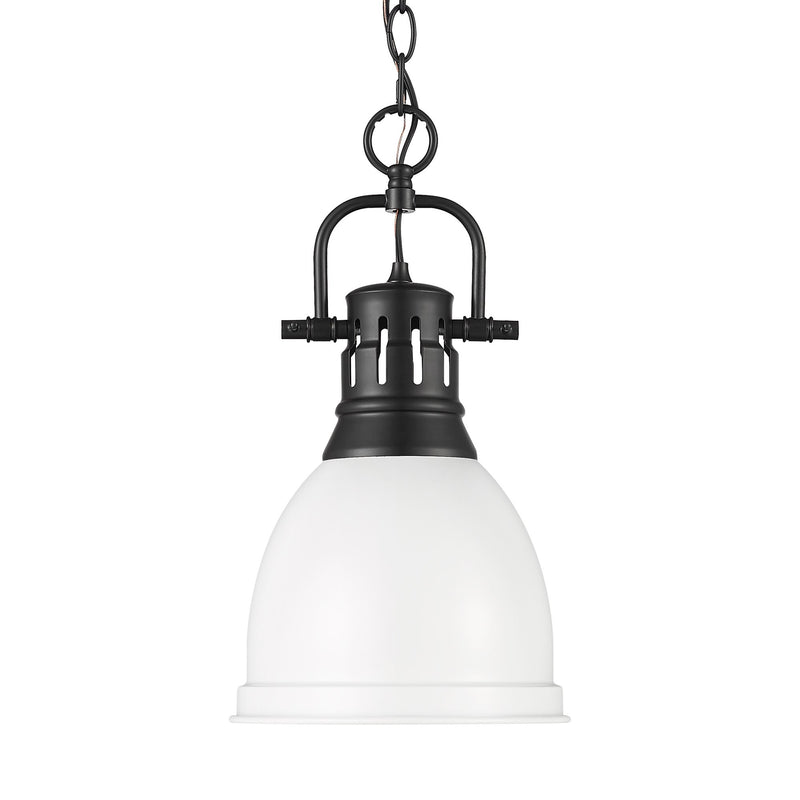 Duncan 9" Chain Hung Mini Pendant in Matte Black