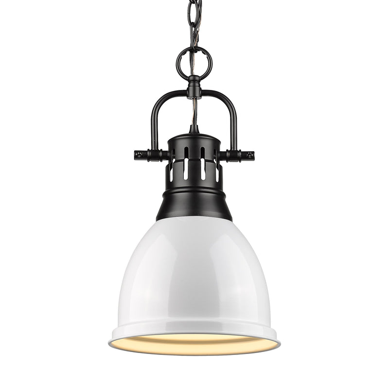 Duncan 9" Chain Hung Mini Pendant in Matte Black
