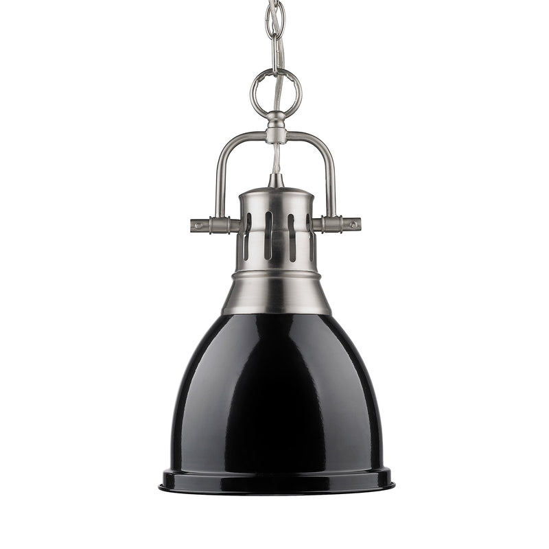 Duncan 9" Chain Hung Mini Pendant in Pewter