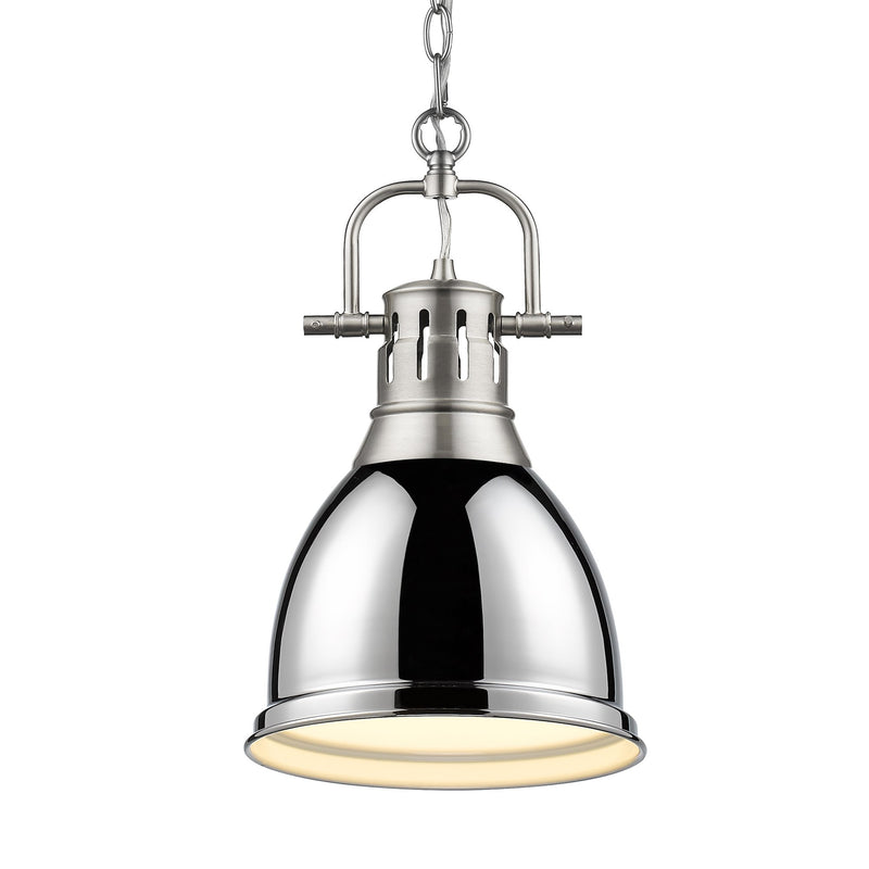Duncan 9" Chain Hung Mini Pendant in Pewter