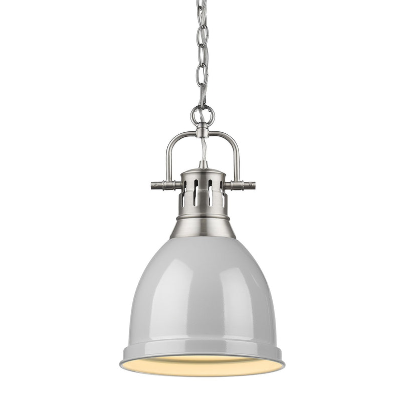 Duncan 9" Chain Hung Mini Pendant in Pewter