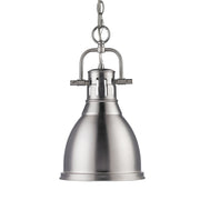 Duncan 9" Chain Hung Mini Pendant in Pewter