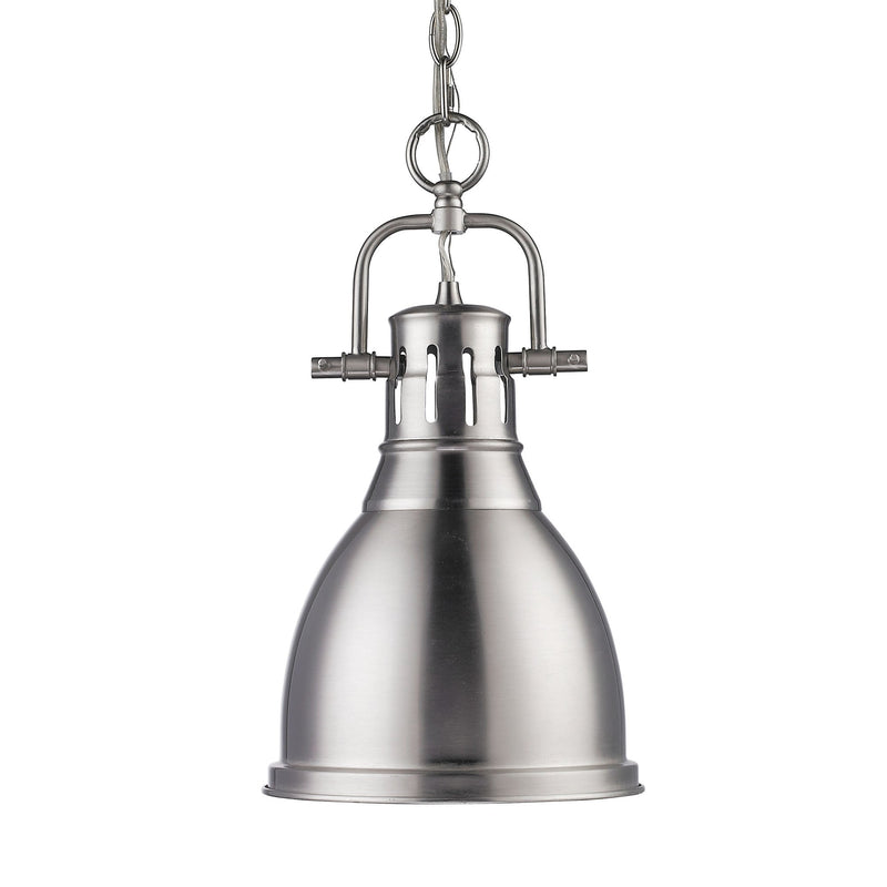 Duncan 9" Chain Hung Mini Pendant in Pewter