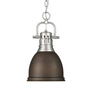 Duncan 9" Chain Hung Mini Pendant in Pewter