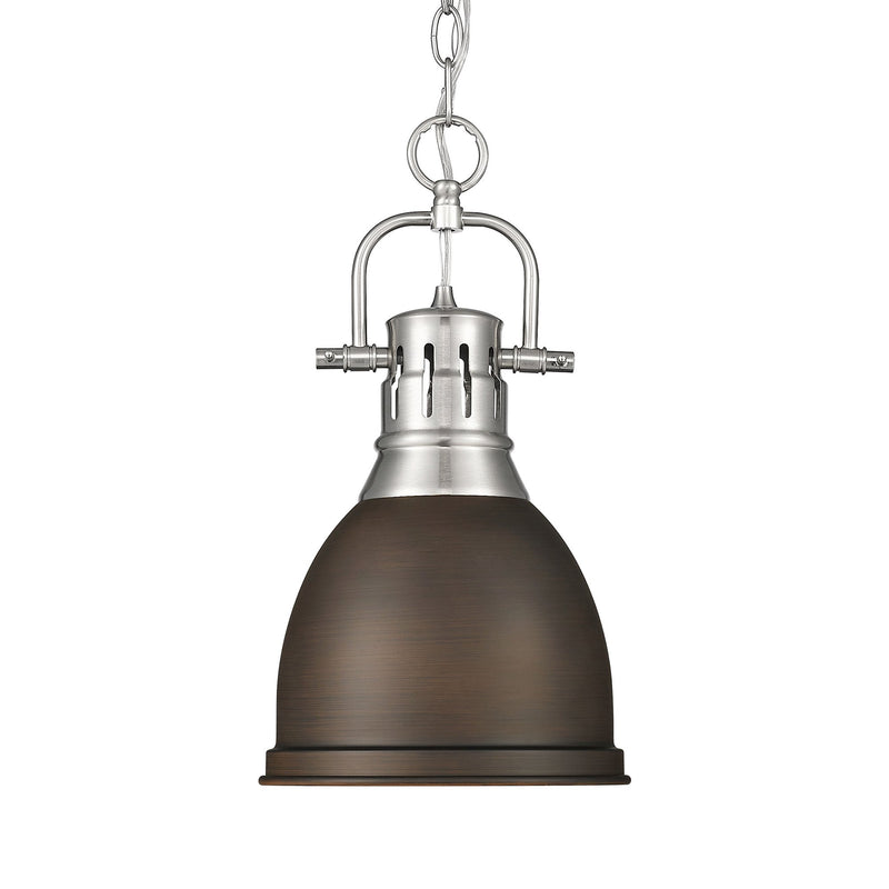 Duncan 9" Chain Hung Mini Pendant in Pewter