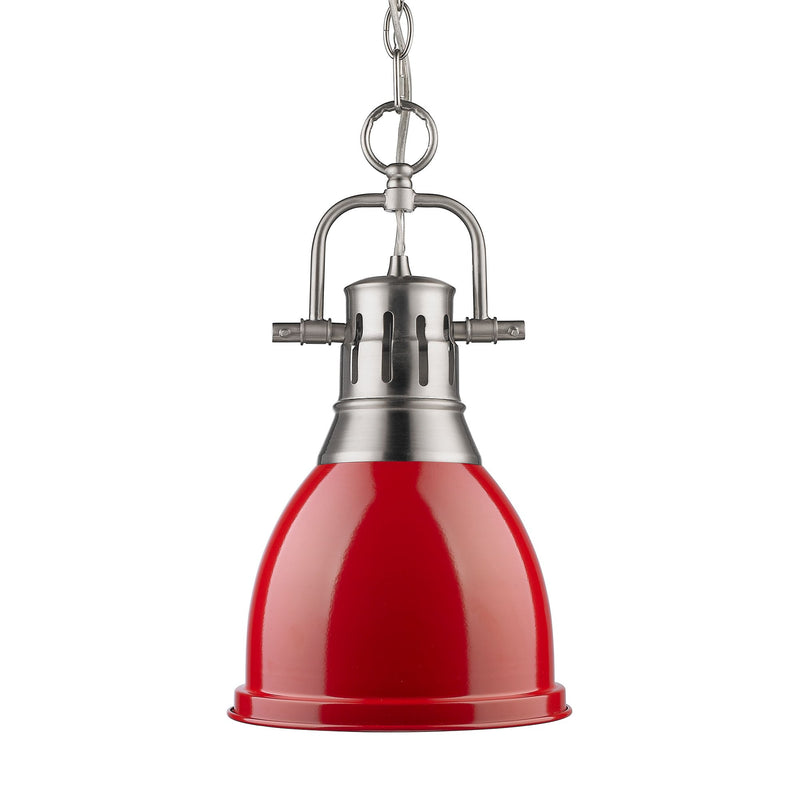 Duncan 9" Chain Hung Mini Pendant in Pewter