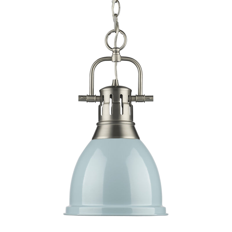 Duncan 9" Chain Hung Mini Pendant in Pewter