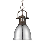 Duncan 9" Chain Hung Mini Pendant in Rubbed Bronze