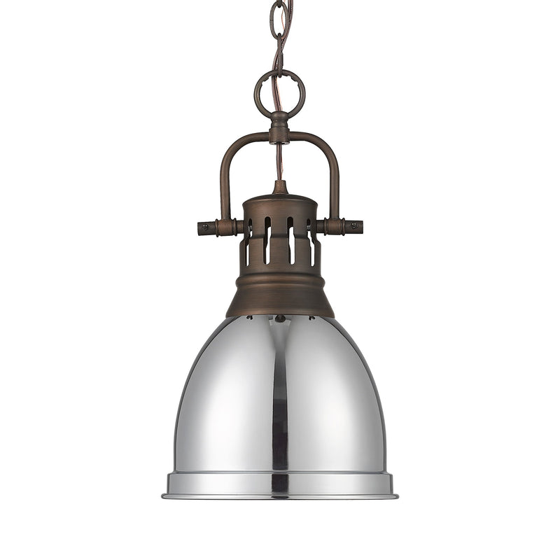 Duncan 9" Chain Hung Mini Pendant in Rubbed Bronze