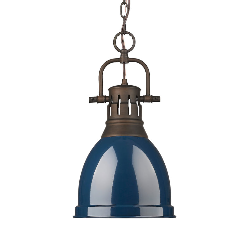 Duncan 9" Chain Hung Mini Pendant in Rubbed Bronze