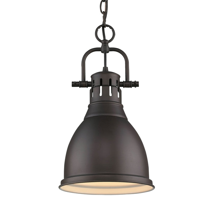 Duncan 9" Chain Hung Mini Pendant in Rubbed Bronze