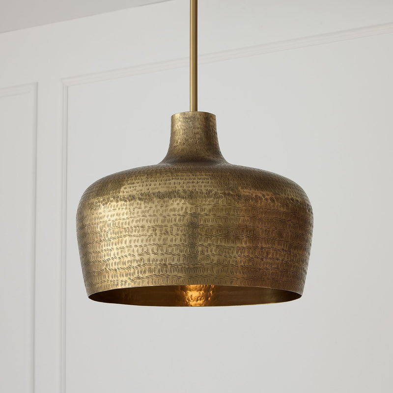Myriah Small Pendant in Tibetan Hammered Brass