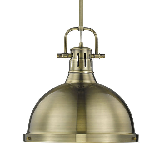 Duncan 14" Rod Hung Pendant in Aged Brass