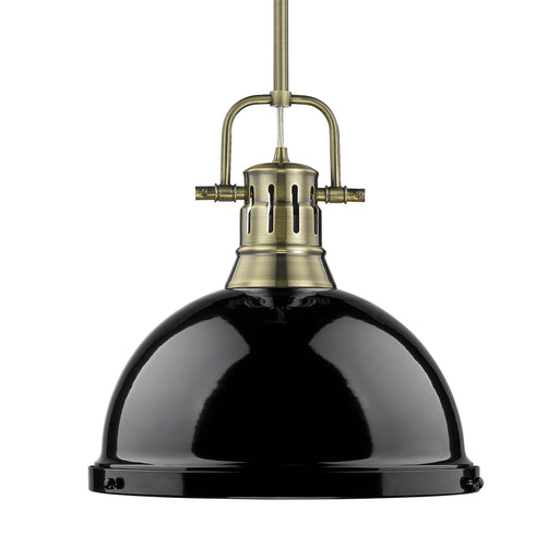 Duncan 14" Rod Hung Pendant in Aged Brass