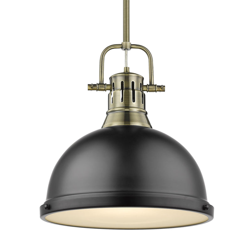 Duncan 14" Rod Hung Pendant in Aged Brass