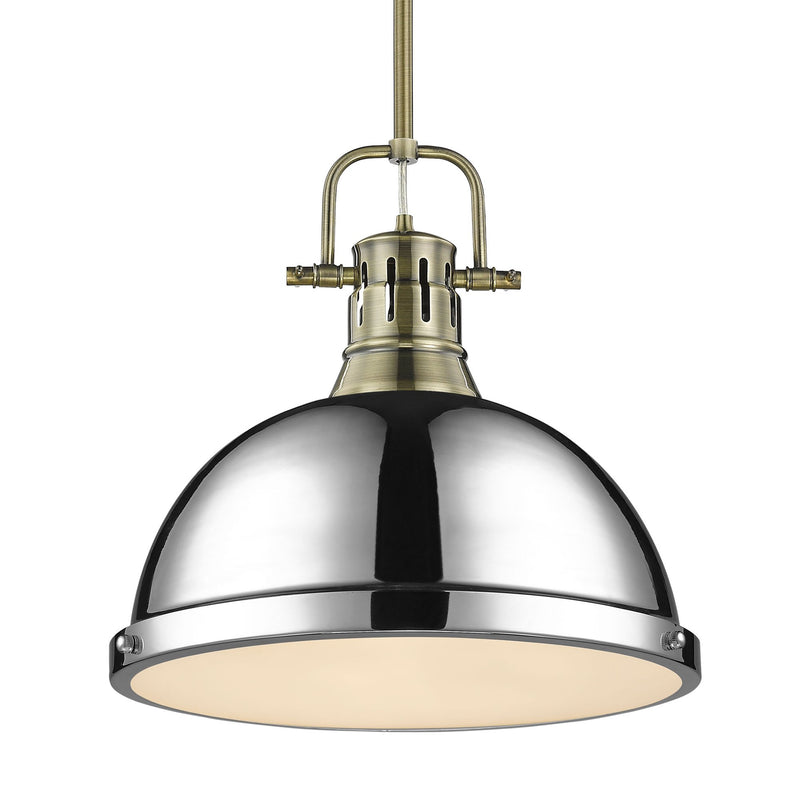 Duncan 14" Rod Hung Pendant in Aged Brass