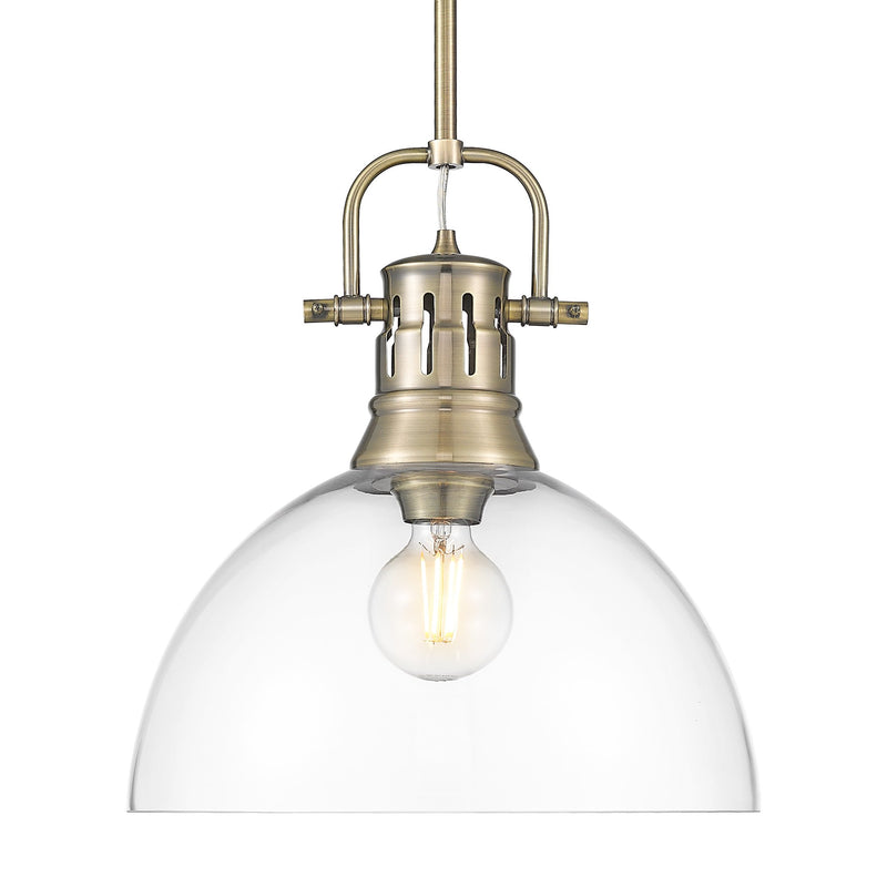 Duncan 14" Rod Hung Pendant in Aged Brass