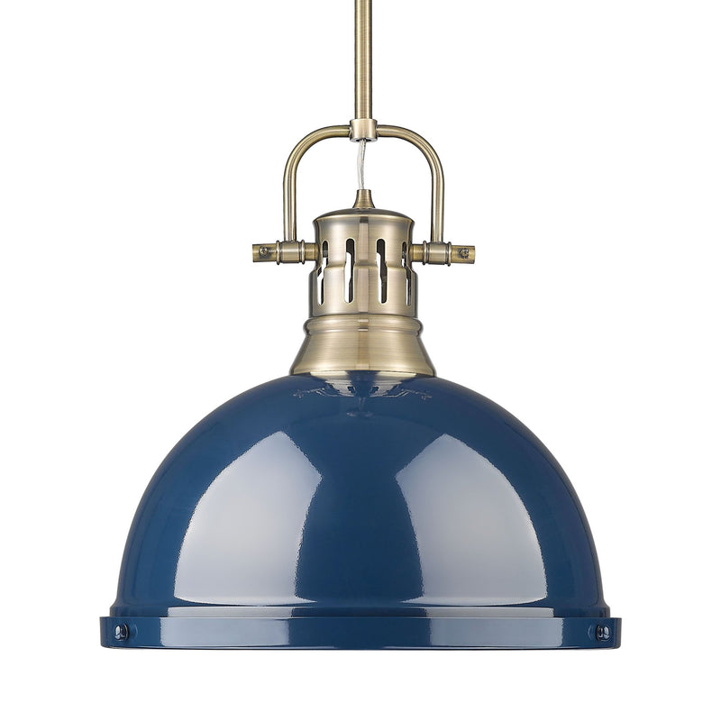 Duncan 14" Rod Hung Pendant in Aged Brass