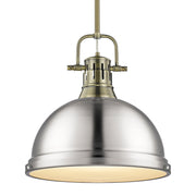 Duncan 14" Rod Hung Pendant in Aged Brass
