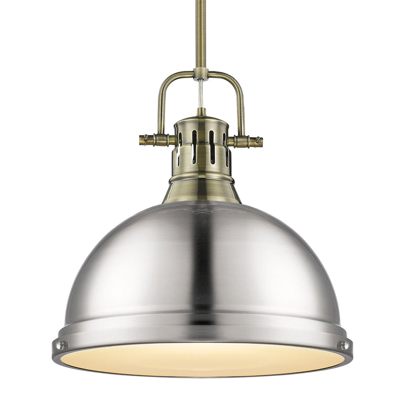 Duncan 14" Rod Hung Pendant in Aged Brass