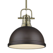 Duncan 14" Rod Hung Pendant in Aged Brass
