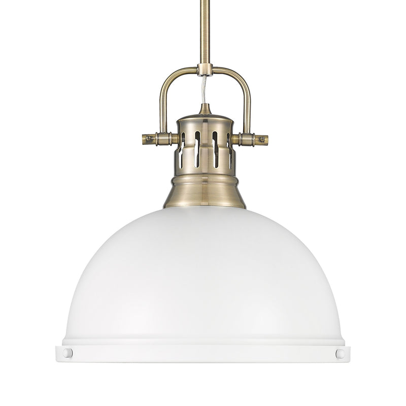 Duncan 14" Rod Hung Pendant in Aged Brass