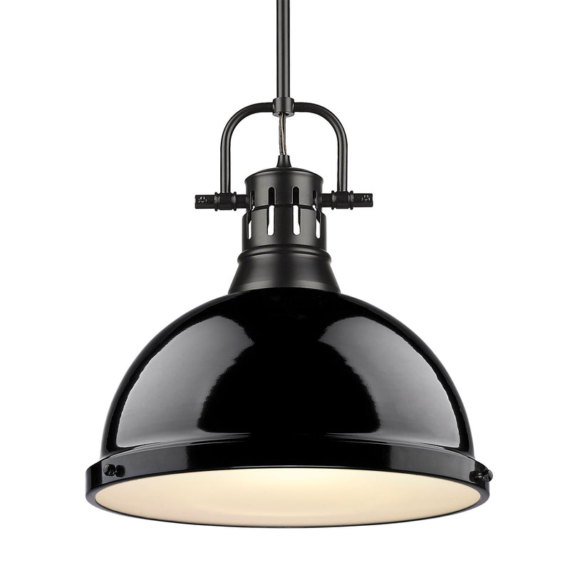 Duncan 14" Rod Hung Pendant in Matte Black