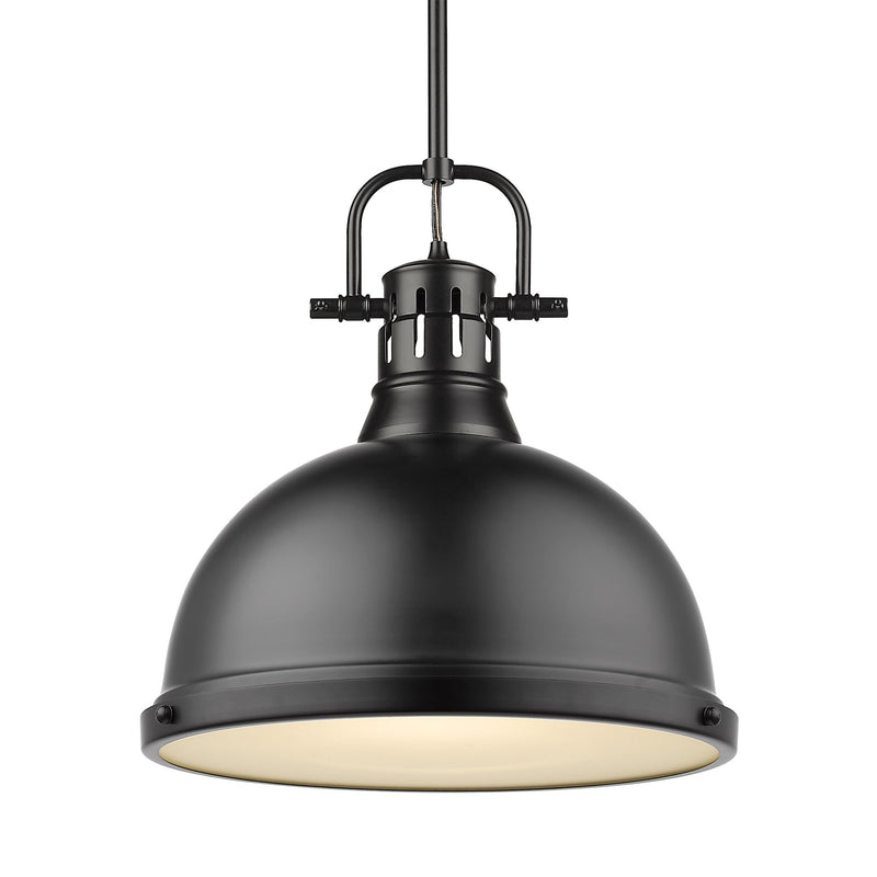 Duncan 14" Rod Hung Pendant in Matte Black
