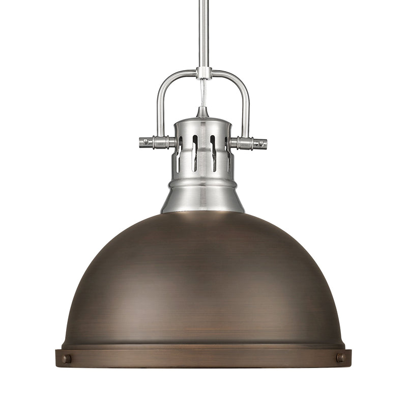Duncan 14" Rod Hung Pendant in Pewter