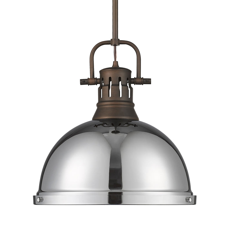 Duncan 14" Rod Hung Pendant in Rubbed Bronze