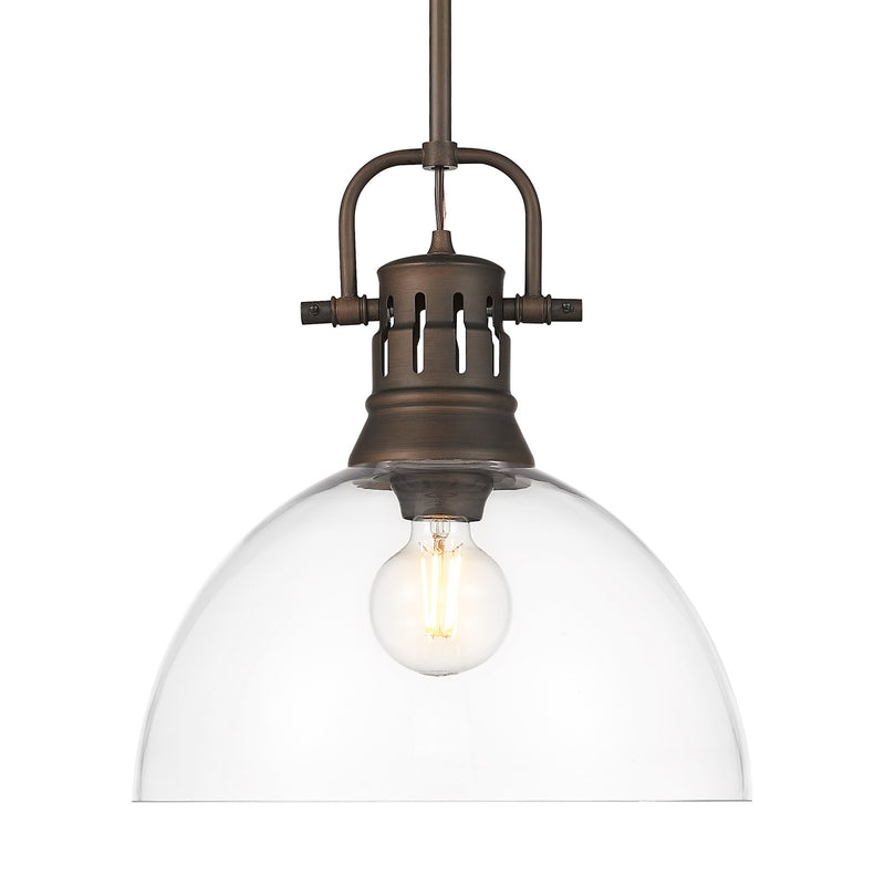 Duncan 14" Rod Hung Pendant in Rubbed Bronze