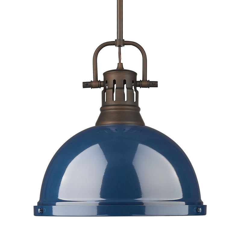 Duncan 14" Rod Hung Pendant in Rubbed Bronze