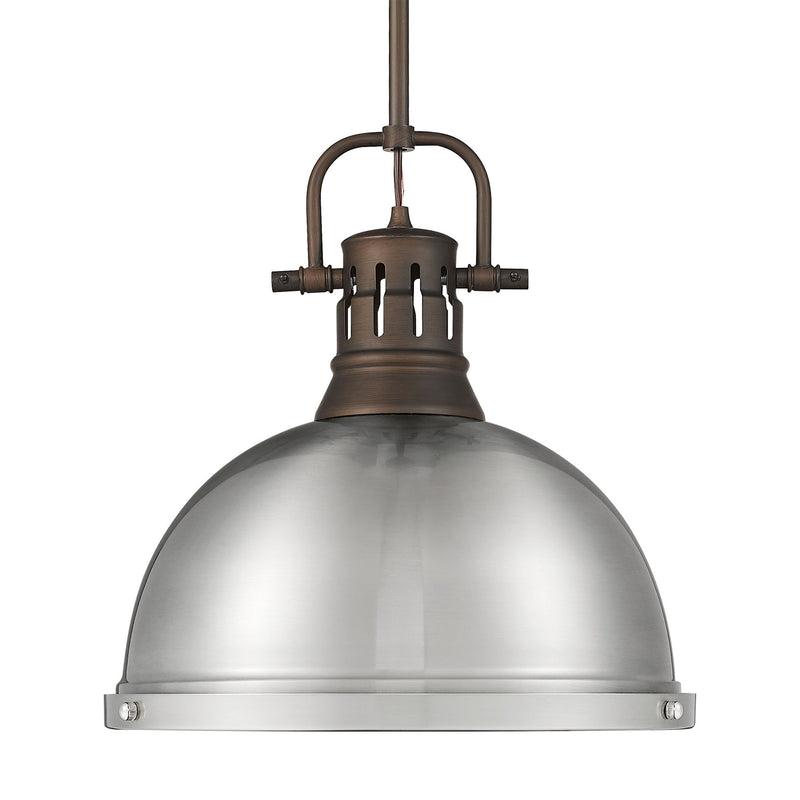 Duncan 14" Rod Hung Pendant in Rubbed Bronze