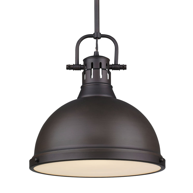 Duncan 14" Rod Hung Pendant in Rubbed Bronze
