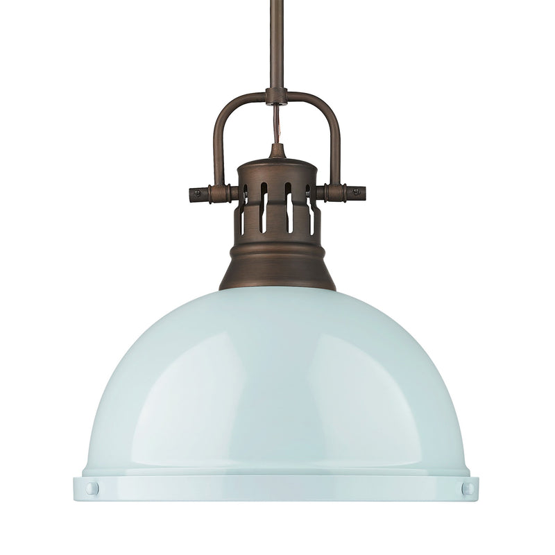 Duncan 14" Rod Hung Pendant in Rubbed Bronze