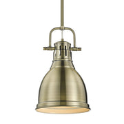 Duncan 9" Rod Hung Mini Pendant in Aged Brass