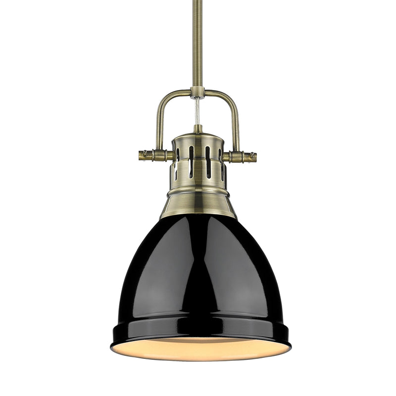 Duncan 9" Rod Hung Mini Pendant in Aged Brass