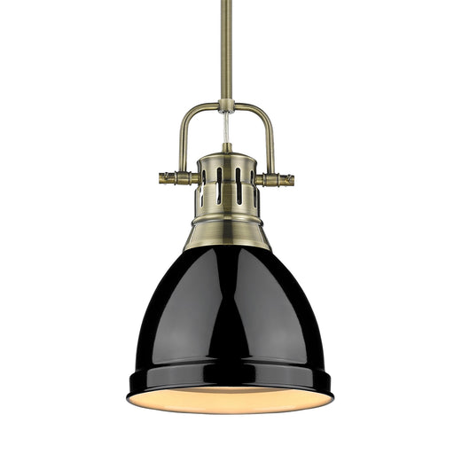 Duncan 9" Rod Hung Mini Pendant in Aged Brass