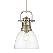 Duncan 9" Rod Hung Mini Pendant in Aged Brass