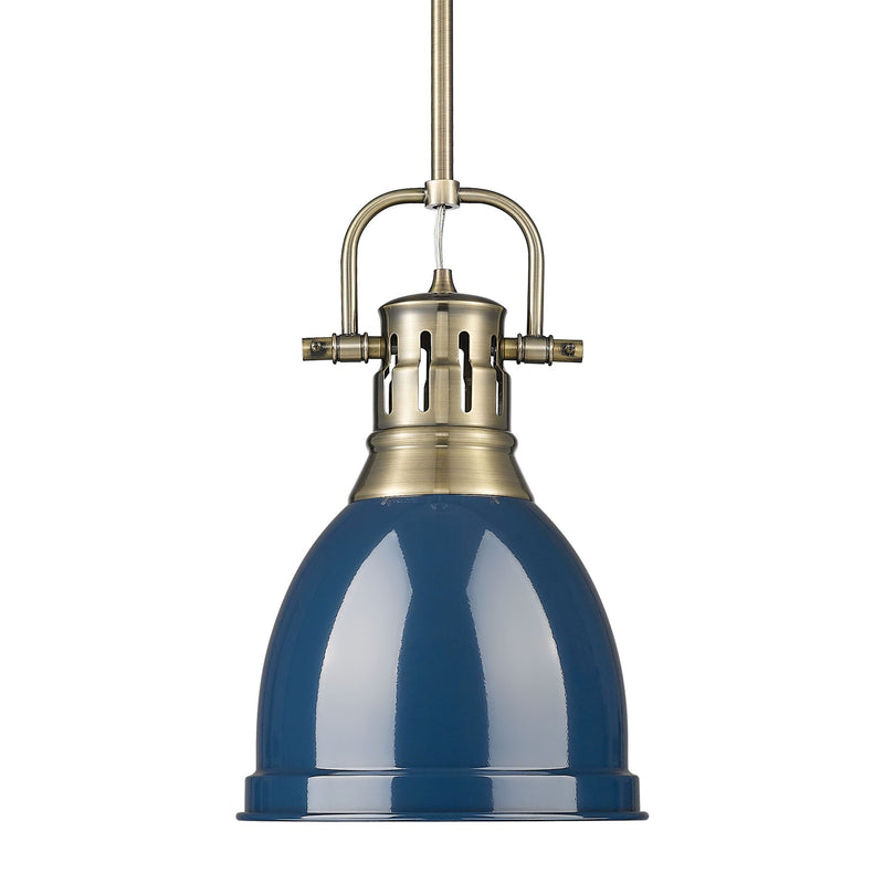 Duncan 9" Rod Hung Mini Pendant in Aged Brass