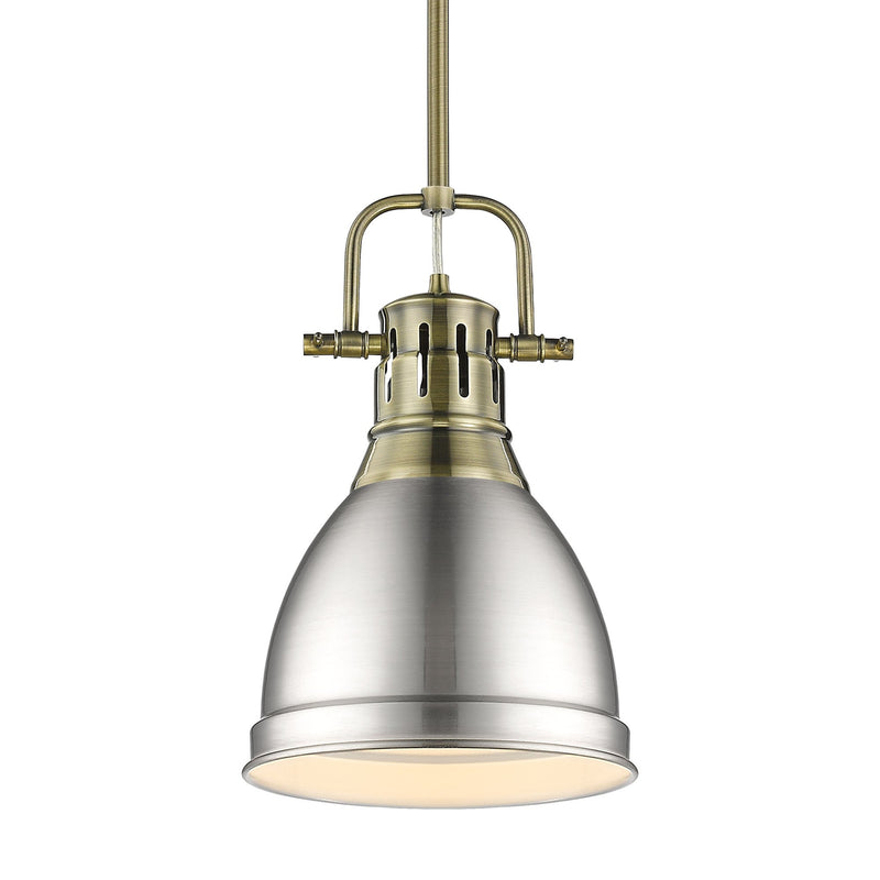 Duncan 9" Rod Hung Mini Pendant in Aged Brass