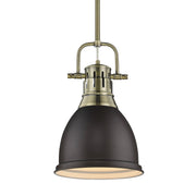 Duncan 9" Rod Hung Mini Pendant in Aged Brass