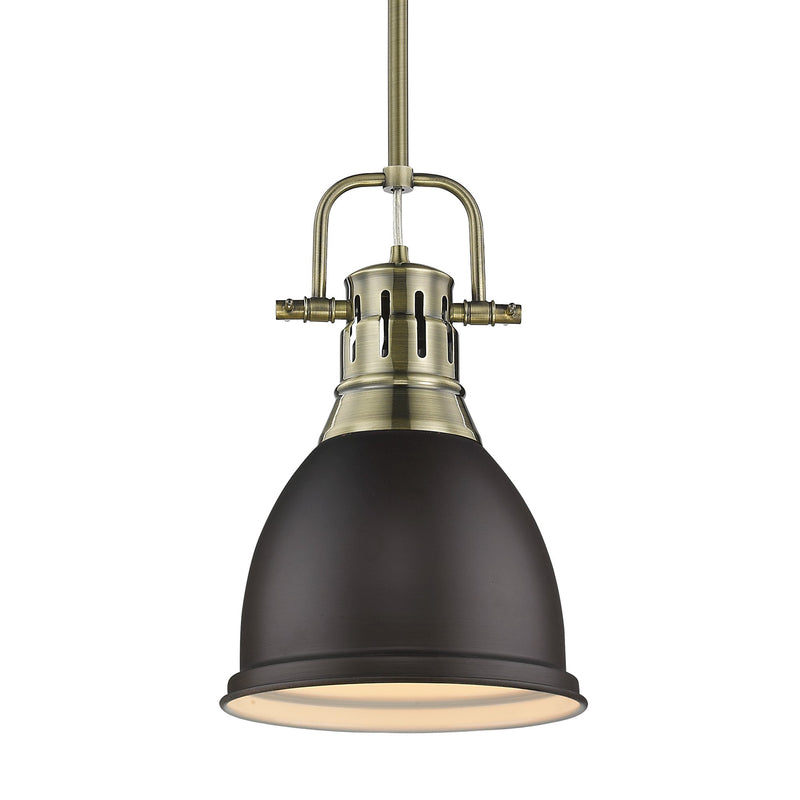 Duncan 9" Rod Hung Mini Pendant in Aged Brass