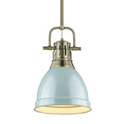 Duncan 9" Rod Hung Mini Pendant in Aged Brass