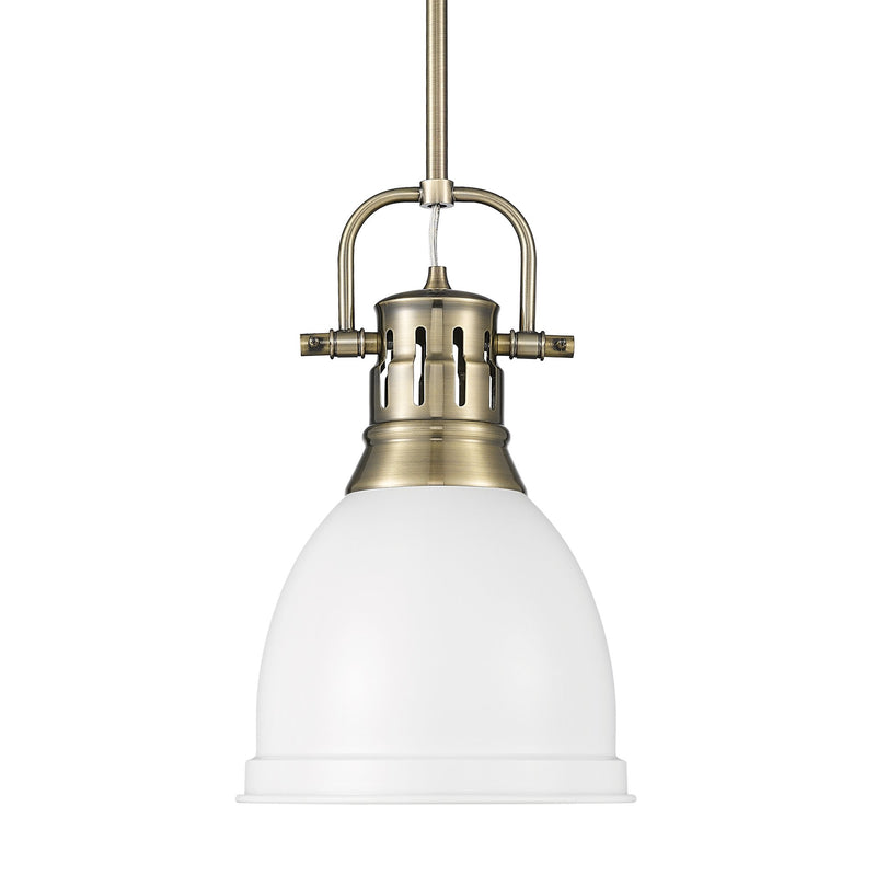Duncan 9" Rod Hung Mini Pendant in Aged Brass